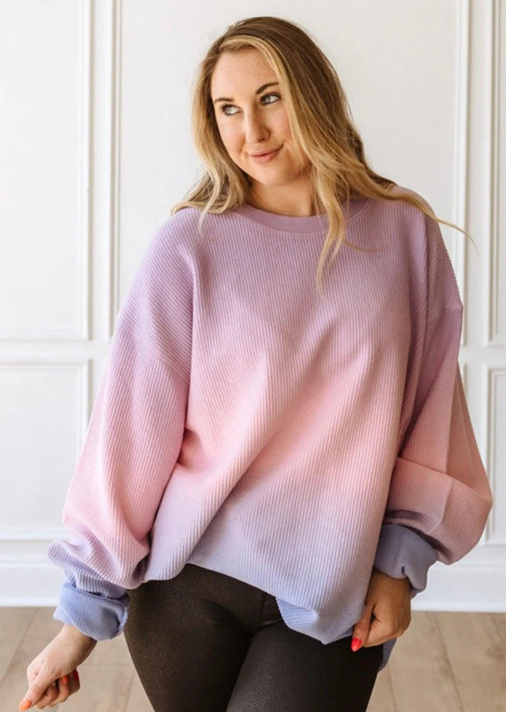 Luxe Essential Corded Sweatshirt | Cotton Candy