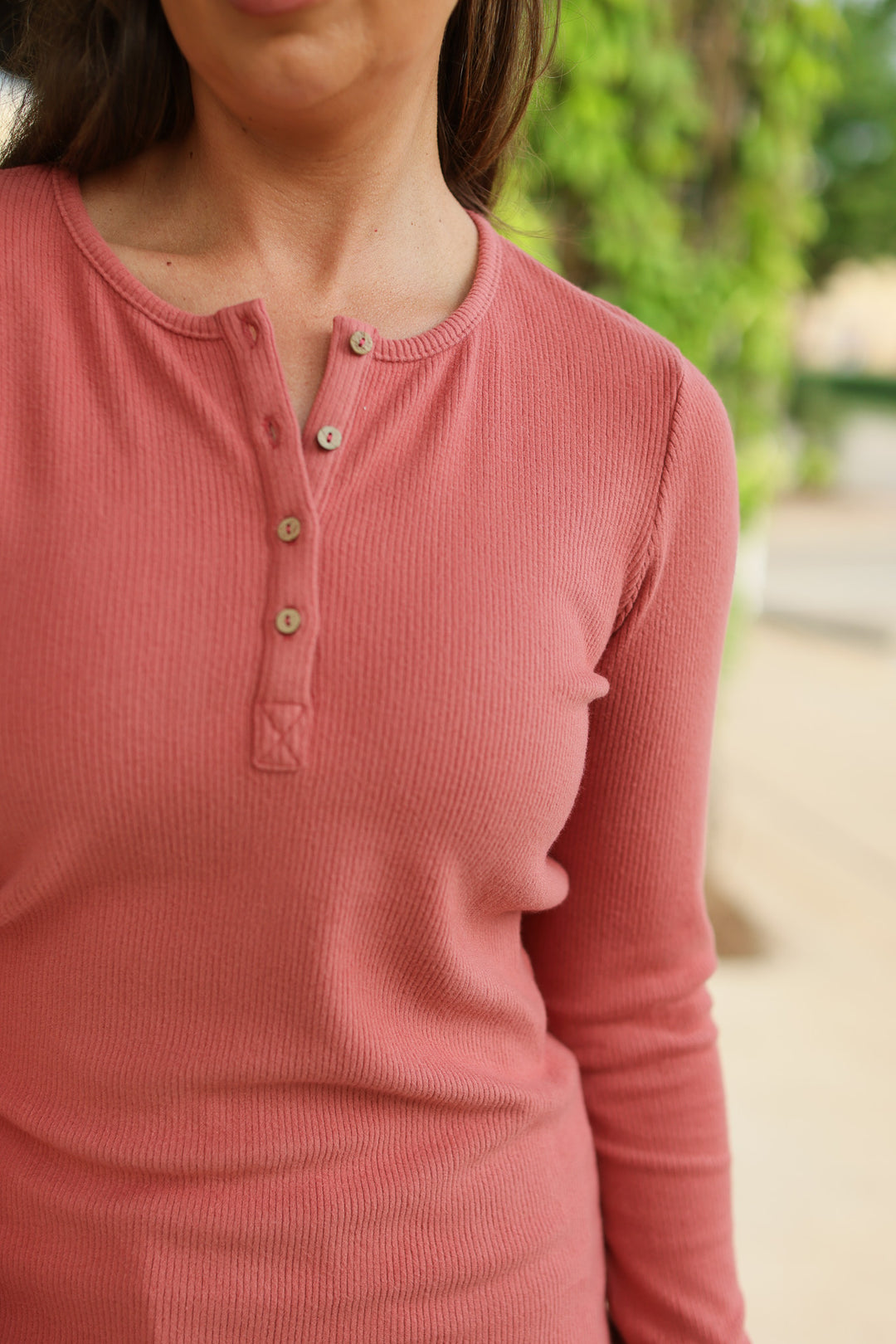 Brielle Long Sleeve Henley | Terracotta