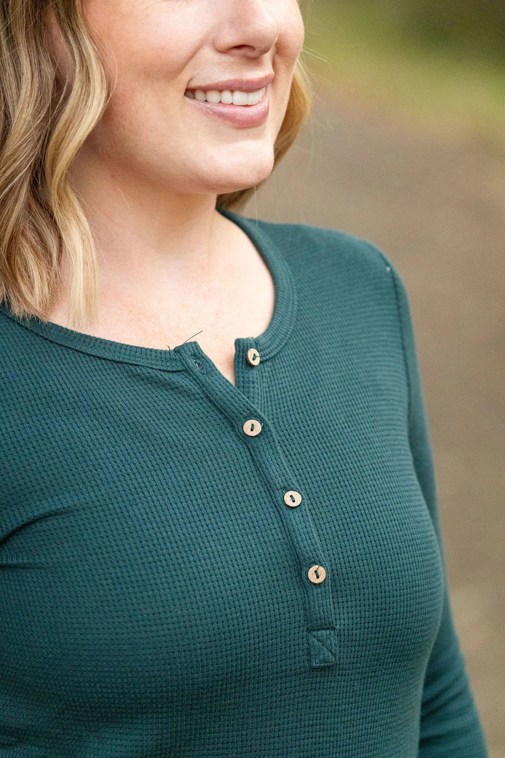 Harper Long Sleeve Henley | Evergreen