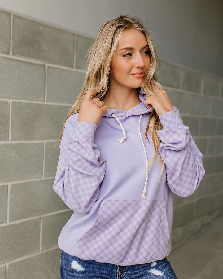 Ampersand Ave | Performance Fleece University Hoodie | Checked Out Purple