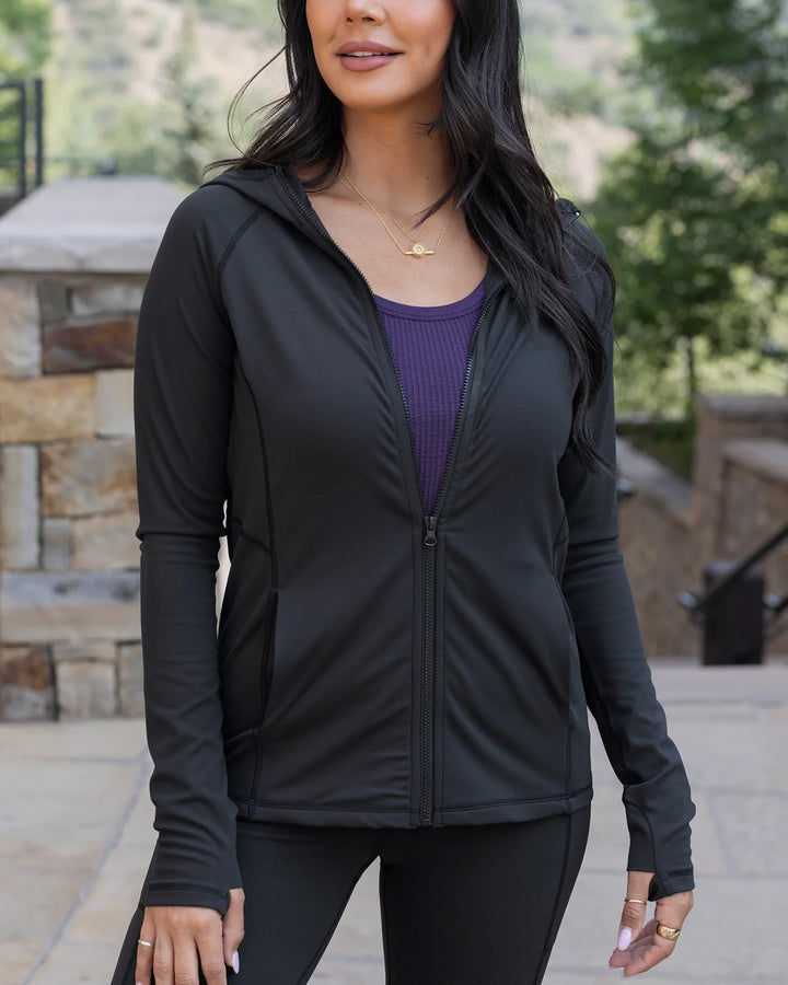 Grace and Lace | Best Athletic Zip Up Jacket | Black