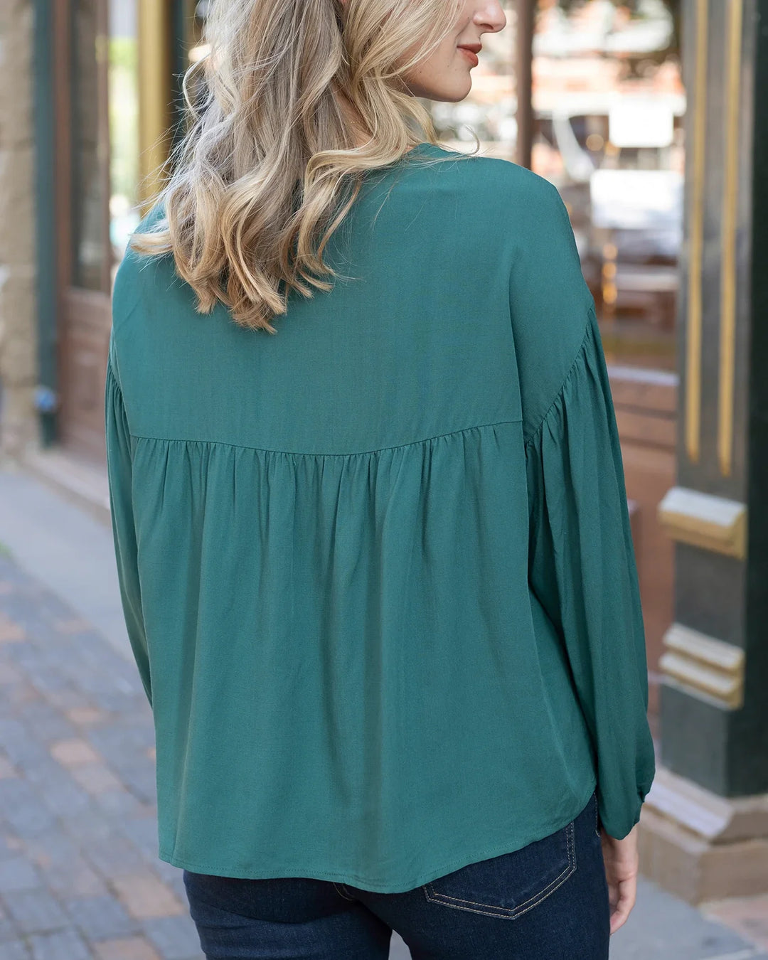 Grace and Lace | Boho Lace Trim Top | Evergreen