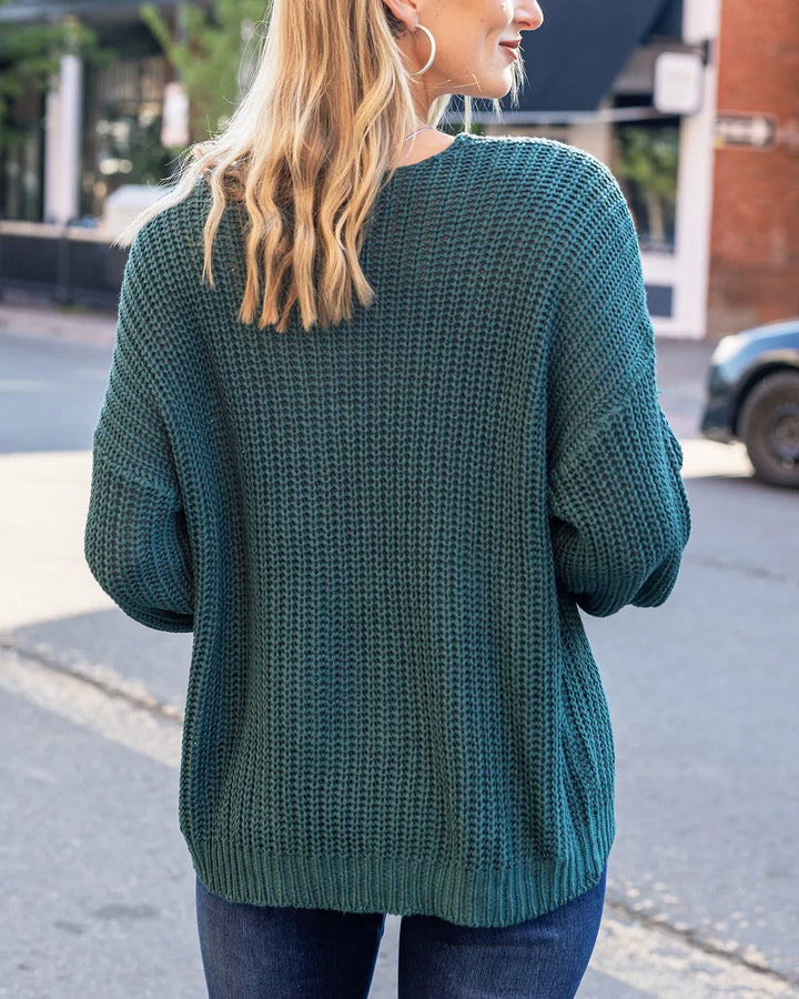 Grace and Lace | Boyfriend Slouchy Knit Sweater | Blue Spruce