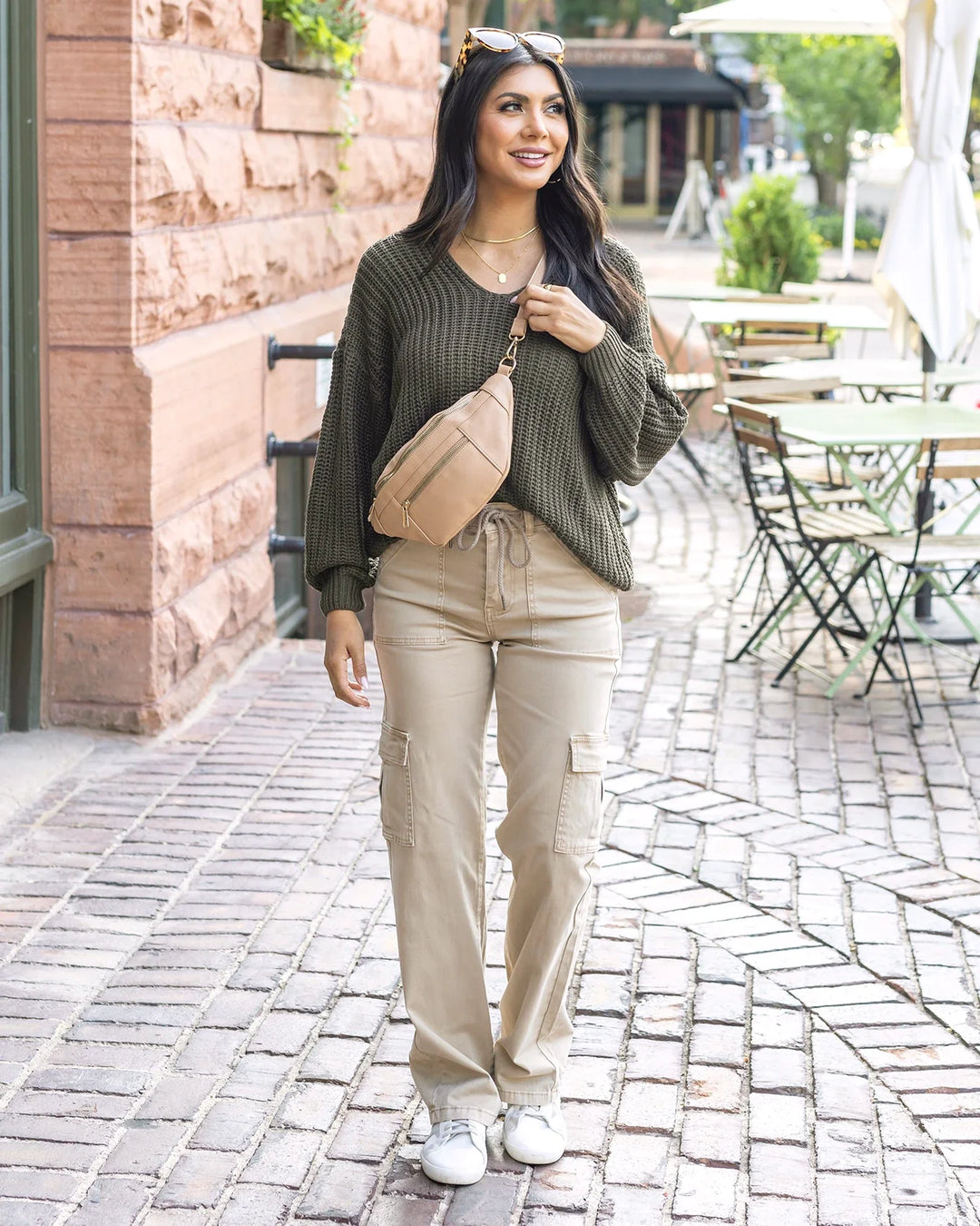 Grace and Lace | Boyfriend Slouchy Knit Sweater | Olive