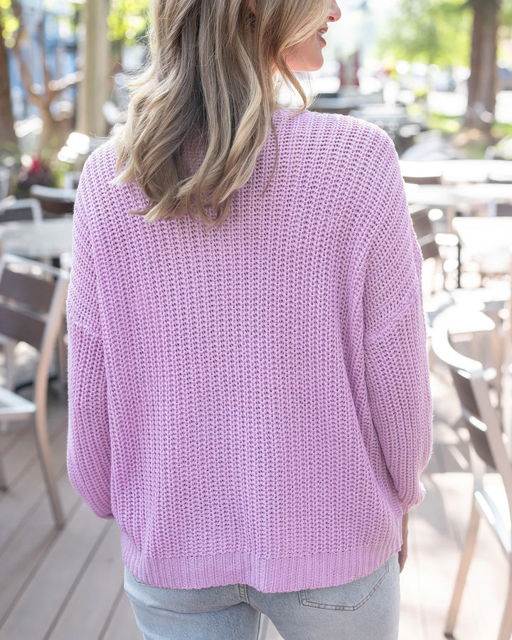 Grace and Lace | Boyfriend Slouchy Knit Sweater | Orchid