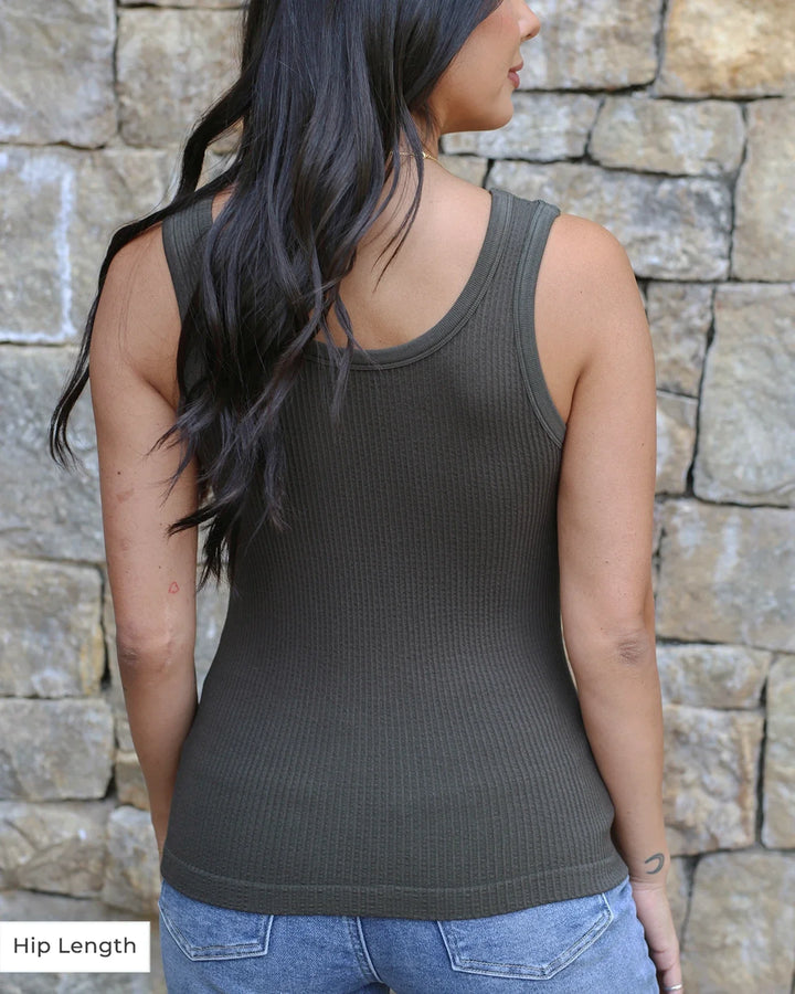 Grace and Lace | Brami Tank | HIP LENGTH | OLIVE