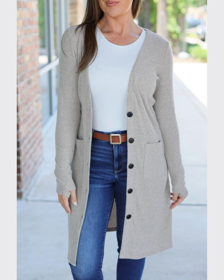 Colbie Ribbed Knit Cardigan | Mocha