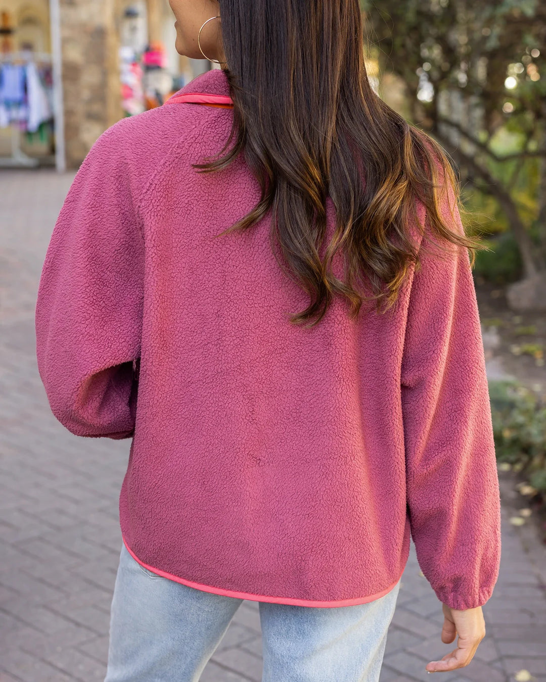 Grace and Lace | Colour Block Fleece Jacket | Berry-Orange