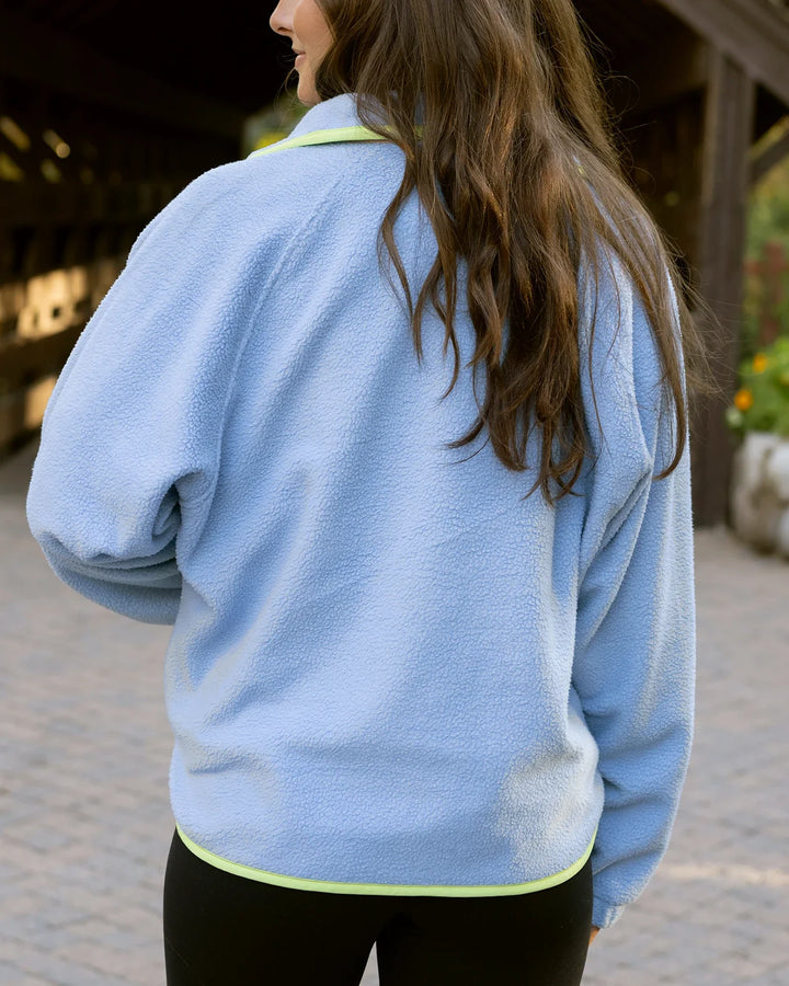 Grace and Lace | Colour Block Fleece Jacket | Blue-Blush