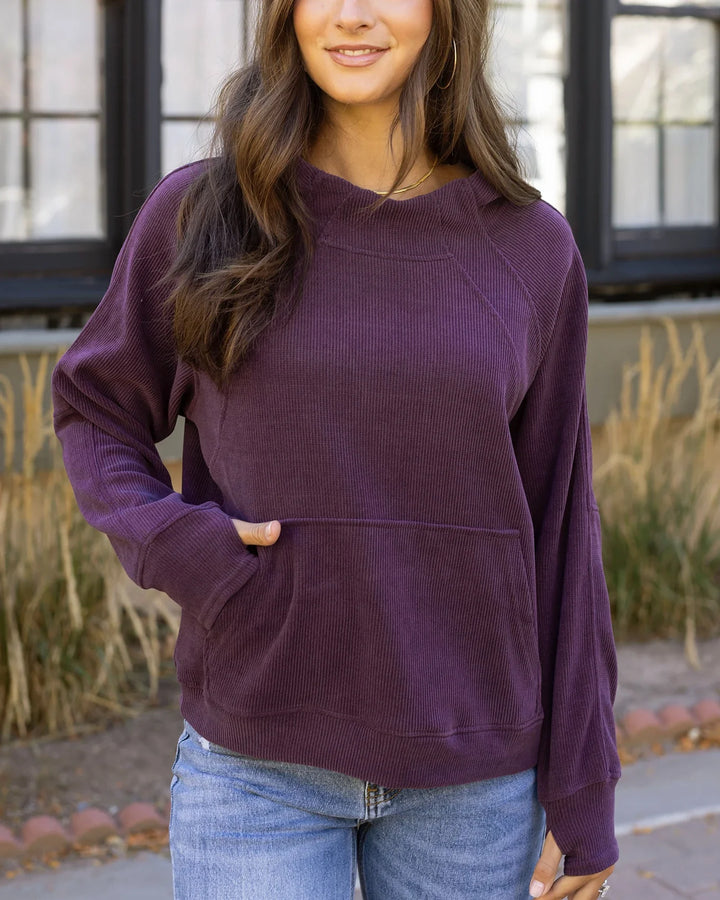 Grace and Lace | Corded Pullover | Aubergine