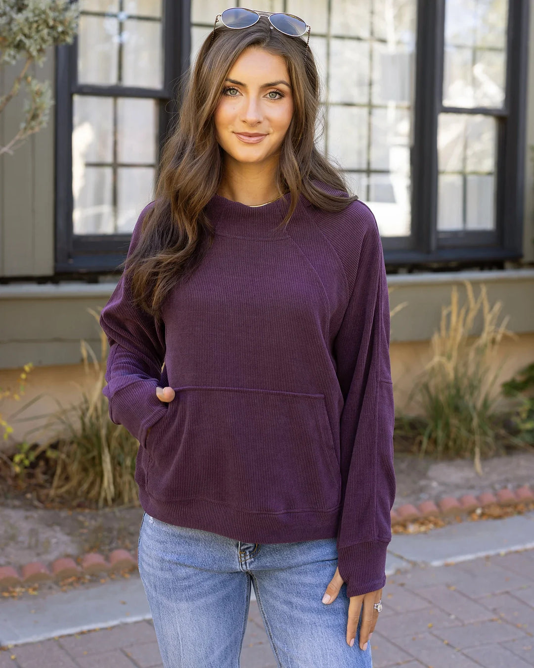 Grace and Lace | Corded Pullover | Aubergine