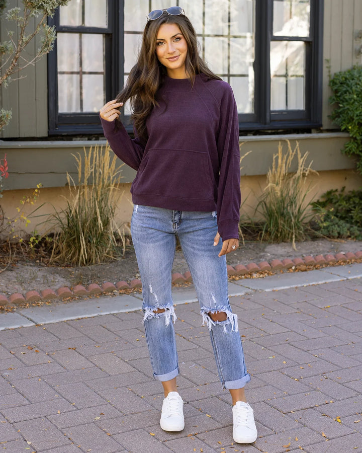 Grace and Lace | Corded Pullover | Aubergine