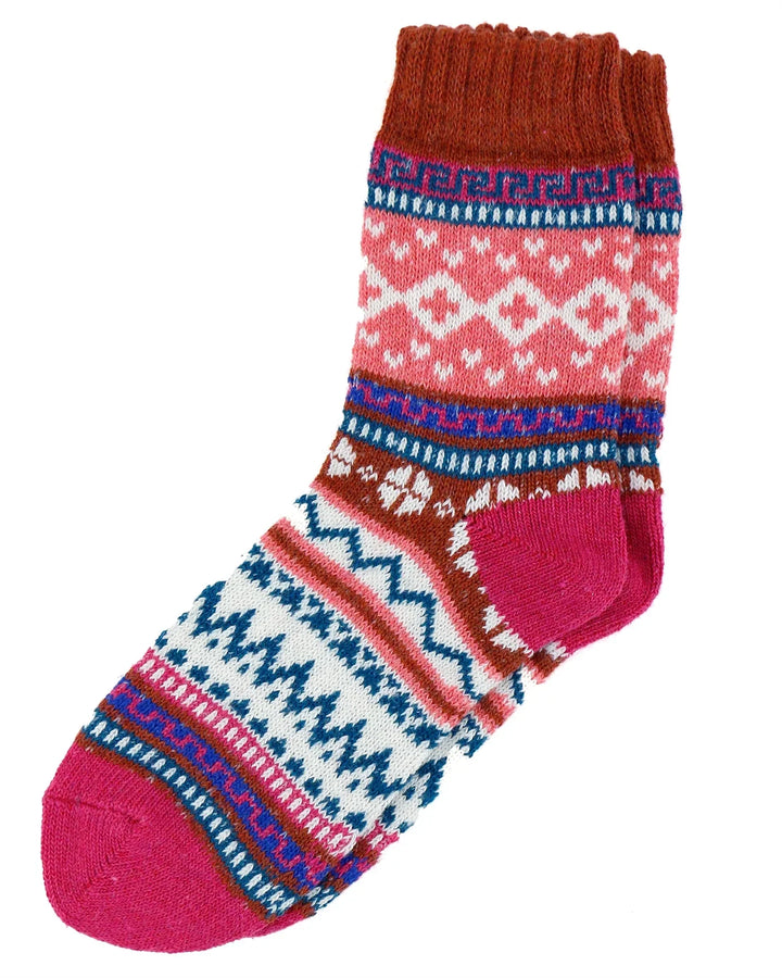 Grace and Lace | Knit Cozy Crew Socks | Pink Alpine