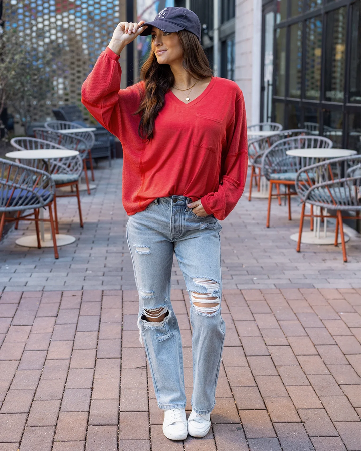 Grace and Lace | Dolman Sleeve Boho V-Neck Top | Poppy