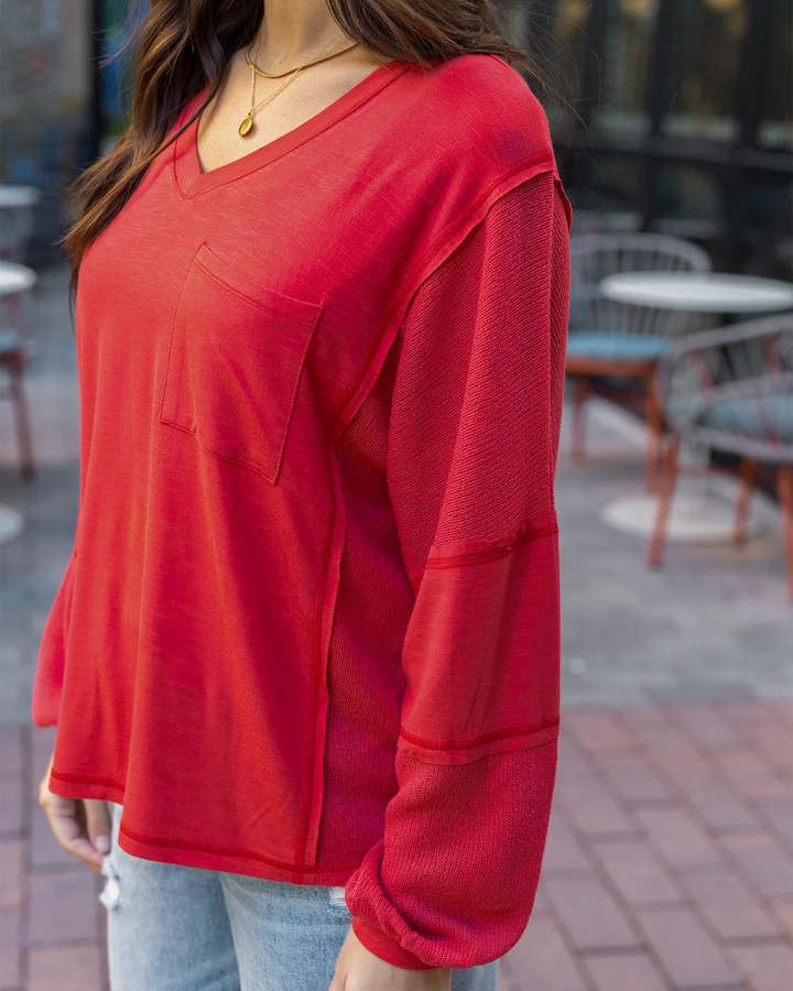 Grace and Lace | Dolman Sleeve Boho V-Neck Top | Poppy