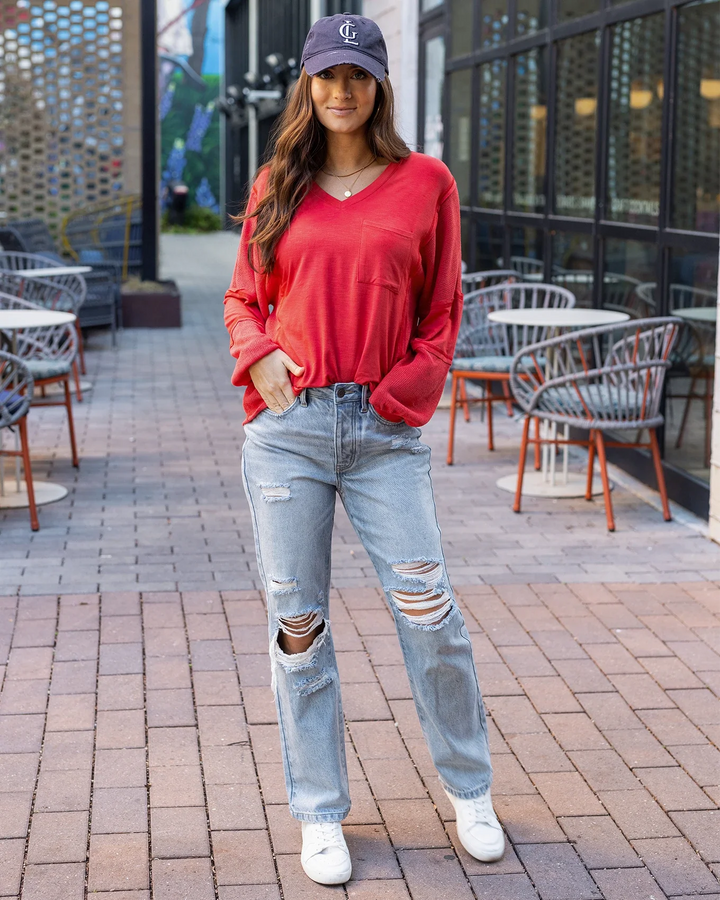 Grace and Lace | Dolman Sleeve Boho V-Neck Top | Poppy