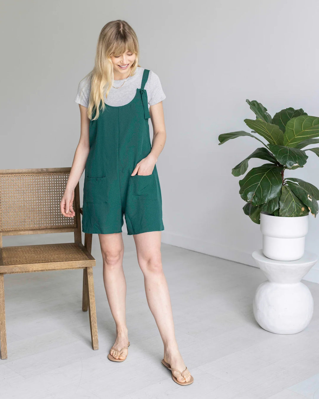 Grace and Lace | Easy Breezy Romper | Peacock Green