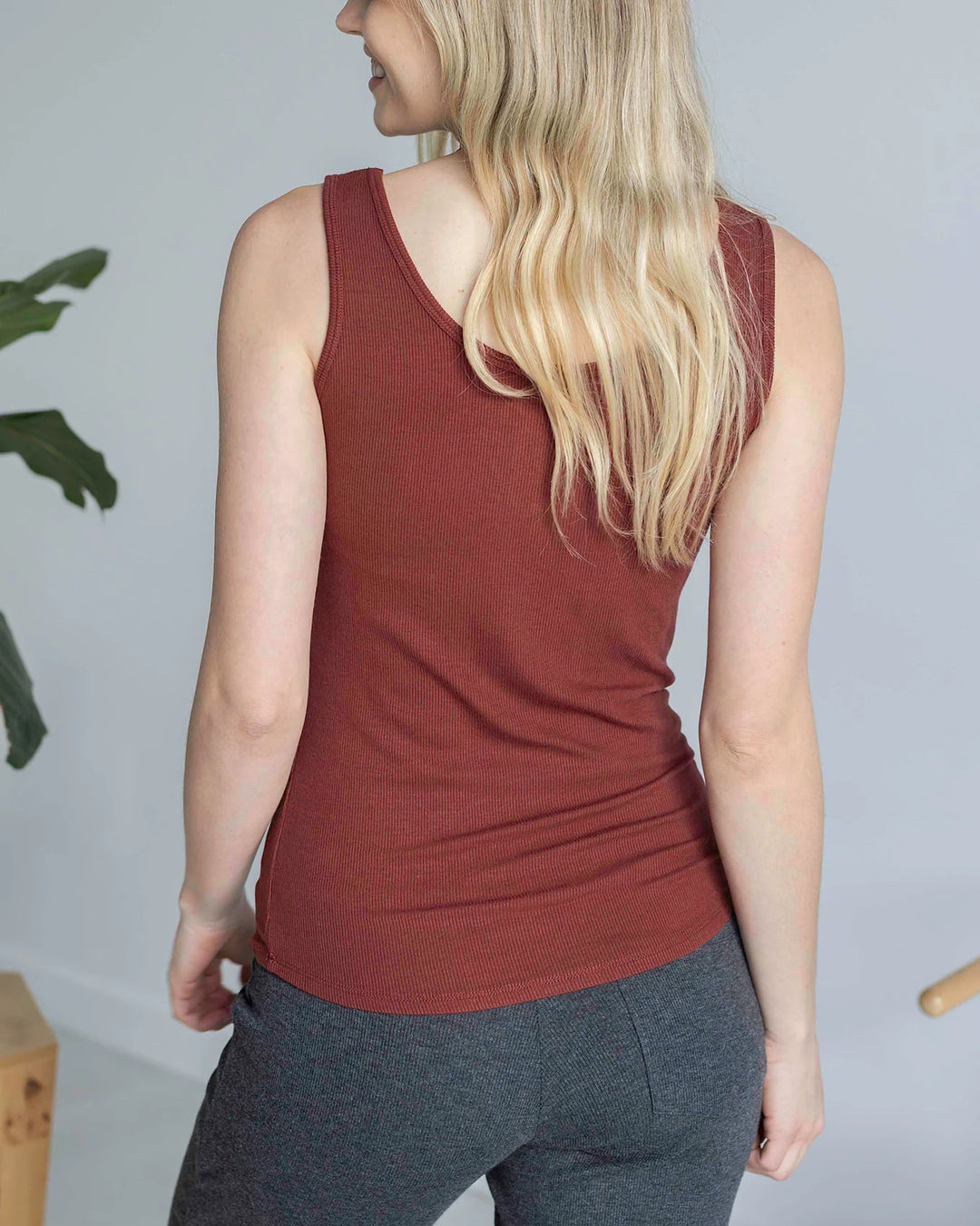 Grace and Lace | Essential Ribbed Fitted Tank Top | Rust