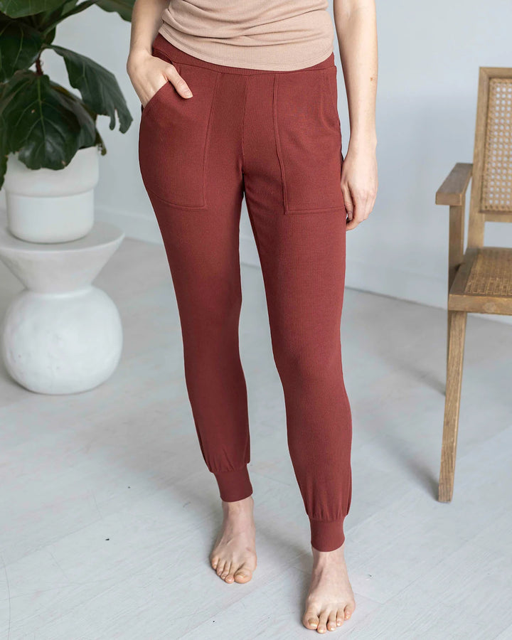 Grace and Lace | Essential Ribbed Jogger Pants | Rust