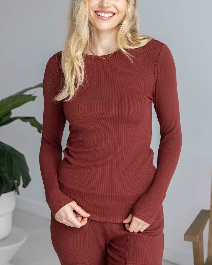 Grace and Lace | Essential Ribbed Long Sleeve Tee | Rust