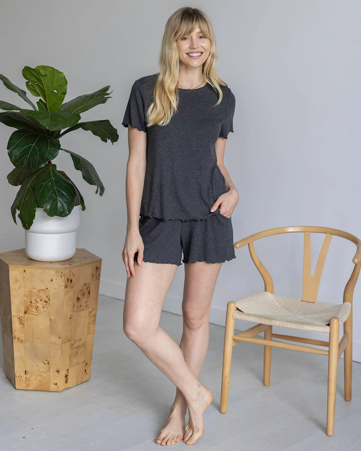 Grace and Lace | Essential Ribbed Relaxed Fit Tee | Charcoal