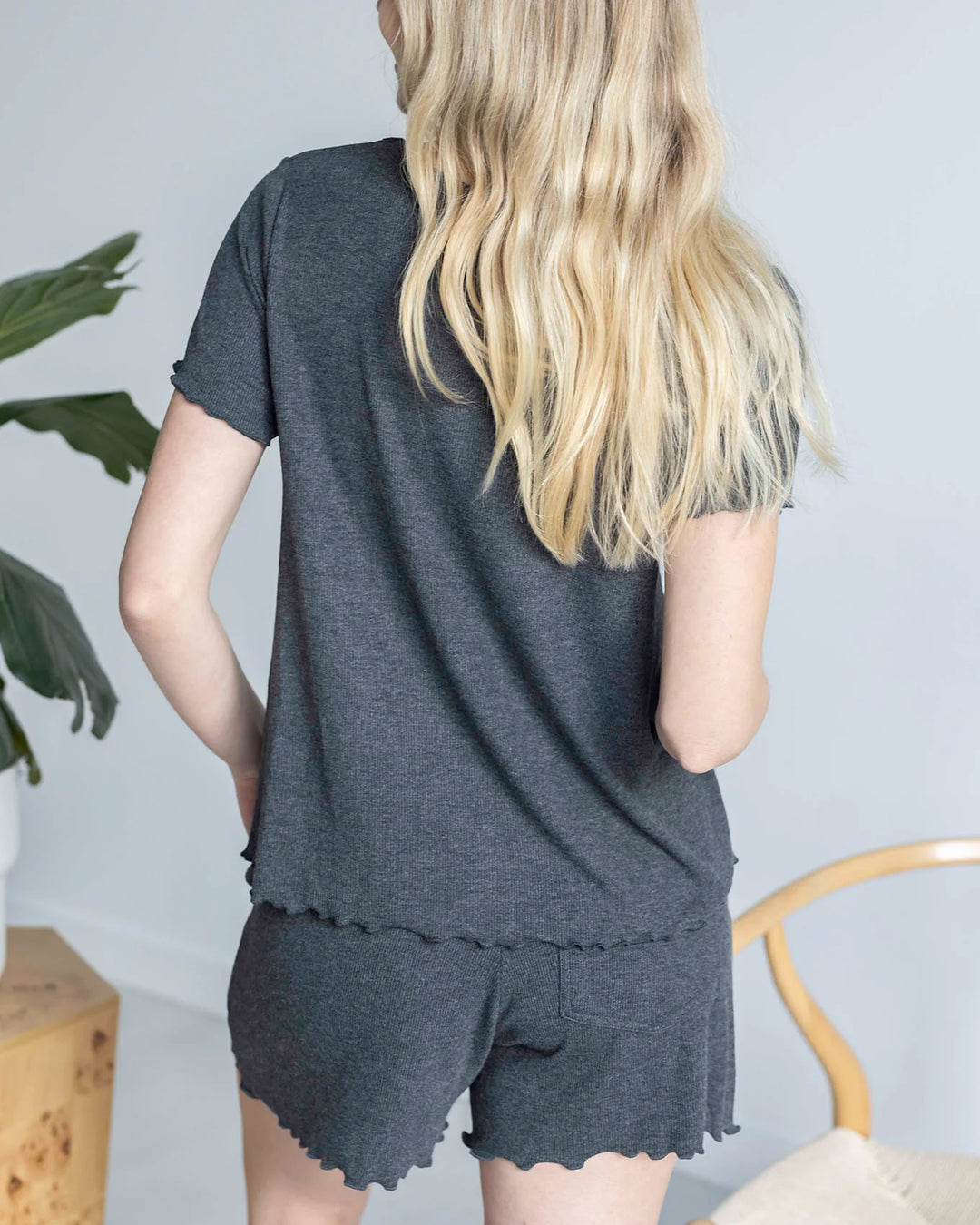 Grace and Lace | Essential Ribbed Relaxed Fit Tee | Charcoal