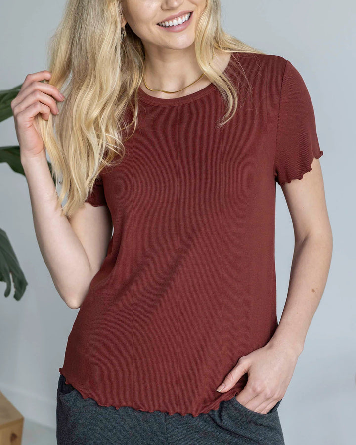 Grace and Lace | Essential Ribbed Relaxed Fit Tee | Rust