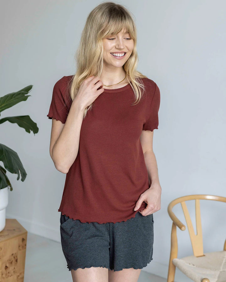 Grace and Lace | Essential Ribbed Relaxed Fit Tee | Rust