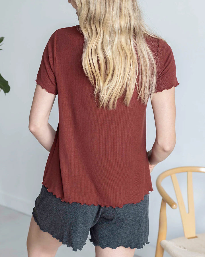 Grace and Lace | Essential Ribbed Relaxed Fit Tee | Rust