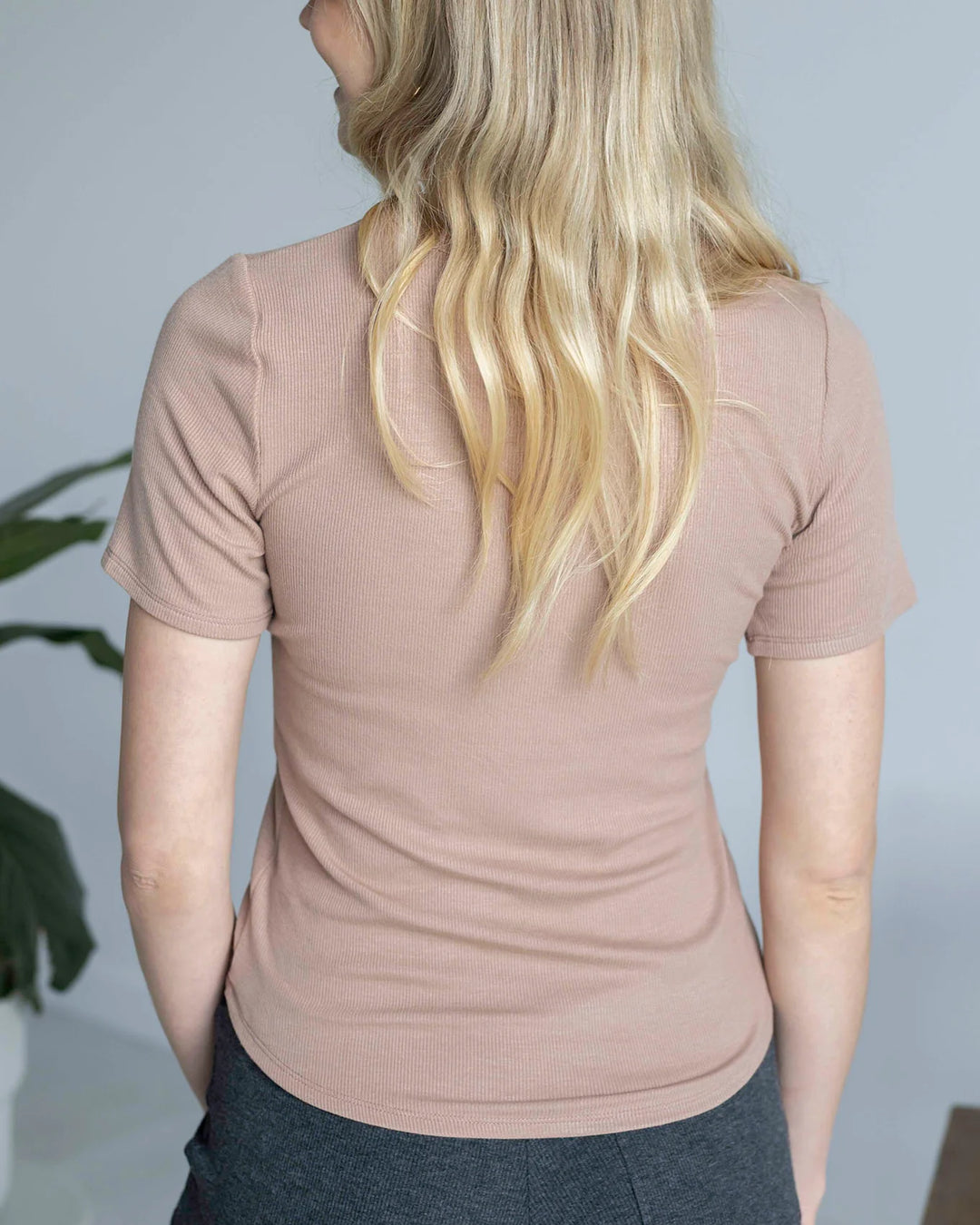 Grace and Lace | Essential Ribbed Short Sleeve Fitted Tee | Nude