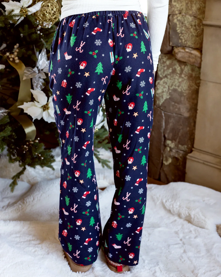 Grace and Lace | Flannel Christmas Pajama Pants | Navy