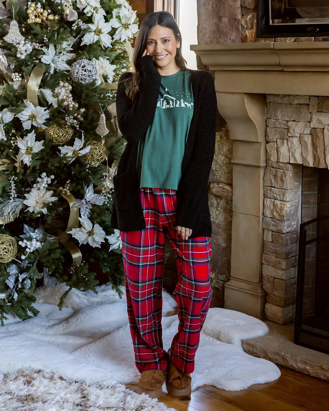 Grace and Lace Flannel Christmas Pajama Pants Red Plaid