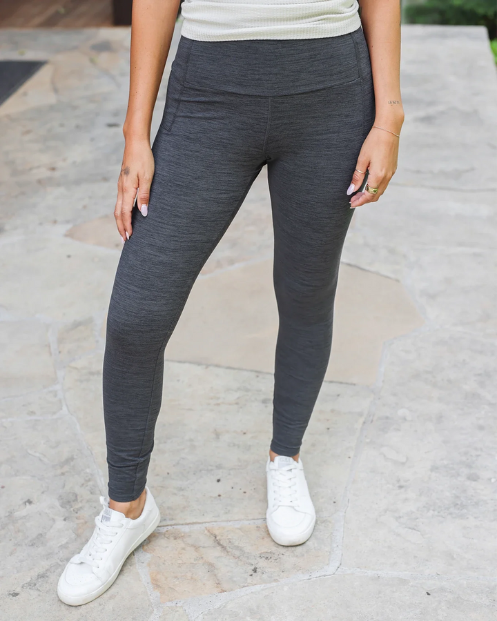 Grace and Lace | Fleece Lined Pocket Leggings | Charcoal Grey