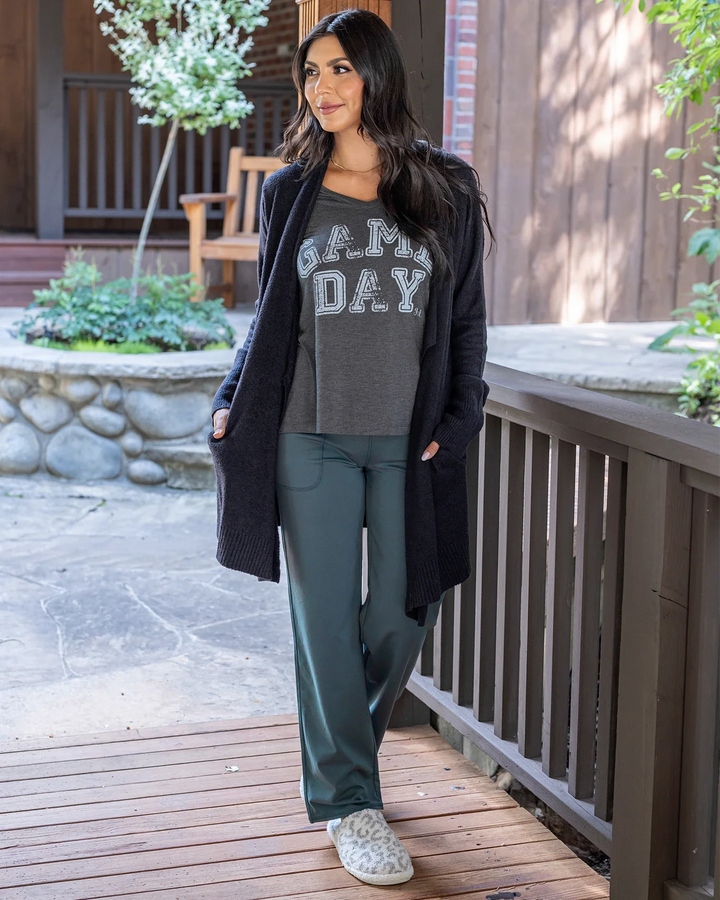 Grace and Lace | Fleece Lined Straight Leg Lounge Pants | Spruce Green