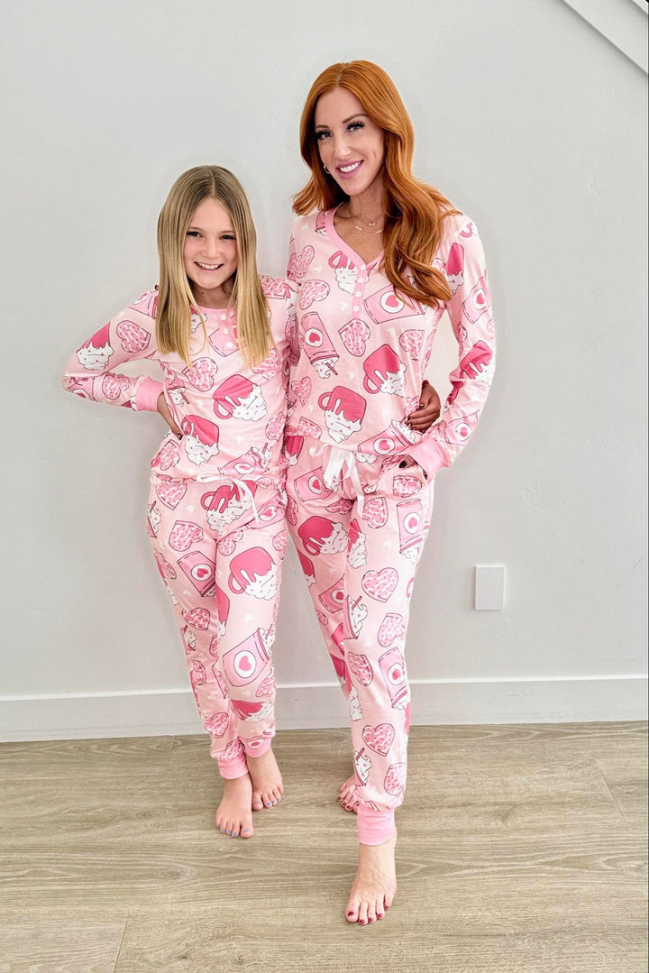 **PREORDER** Shirley & Stone | Matching PJ Set | Cuppa Hearts - ESTIMATED TO SHIP MID JANUARY