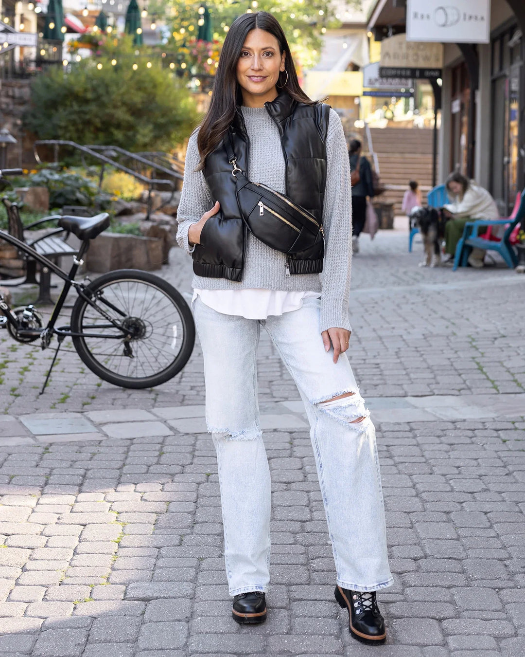 Grace and Lace | Heathered Waffle Knit Sweater | Heathered Grey