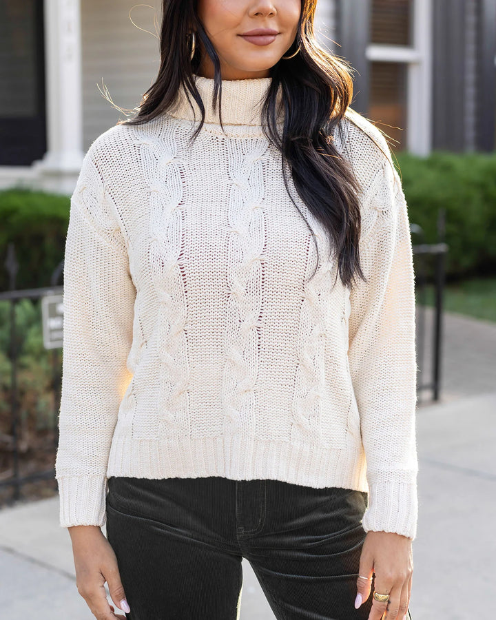 Grace and Lace | High Neck Cable Knit Sweater