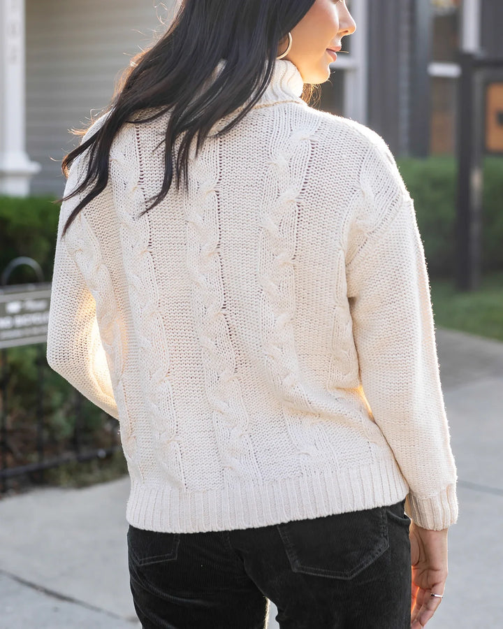 Grace and Lace | High Neck Cable Knit Sweater