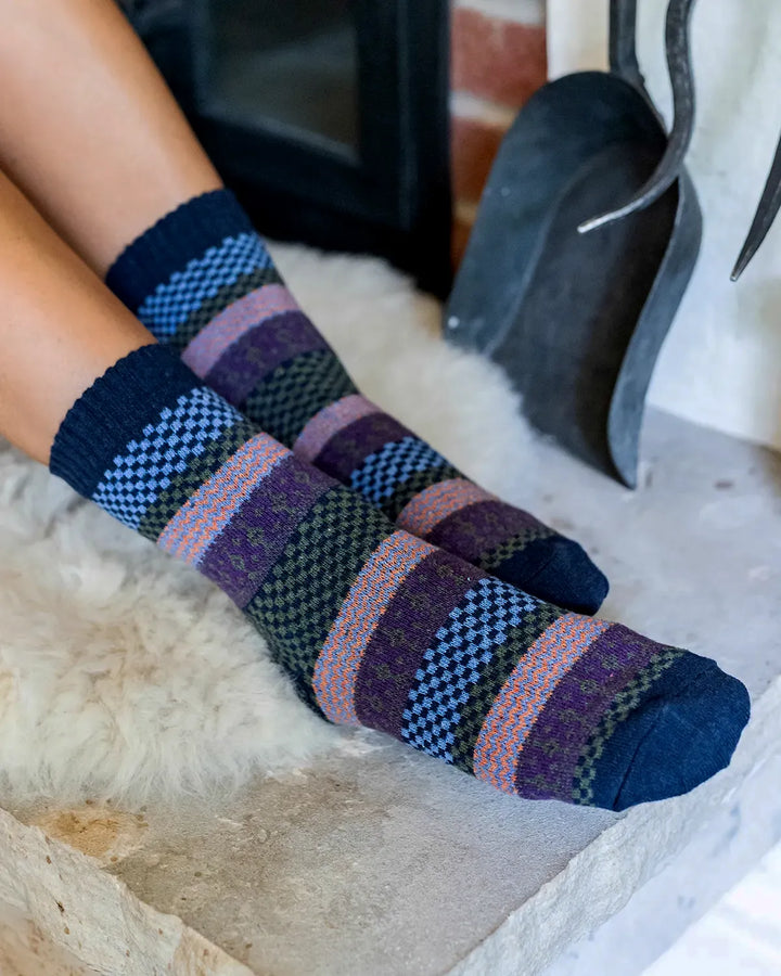 Grace and Lace | Knit Cozy Crew Socks | Navy