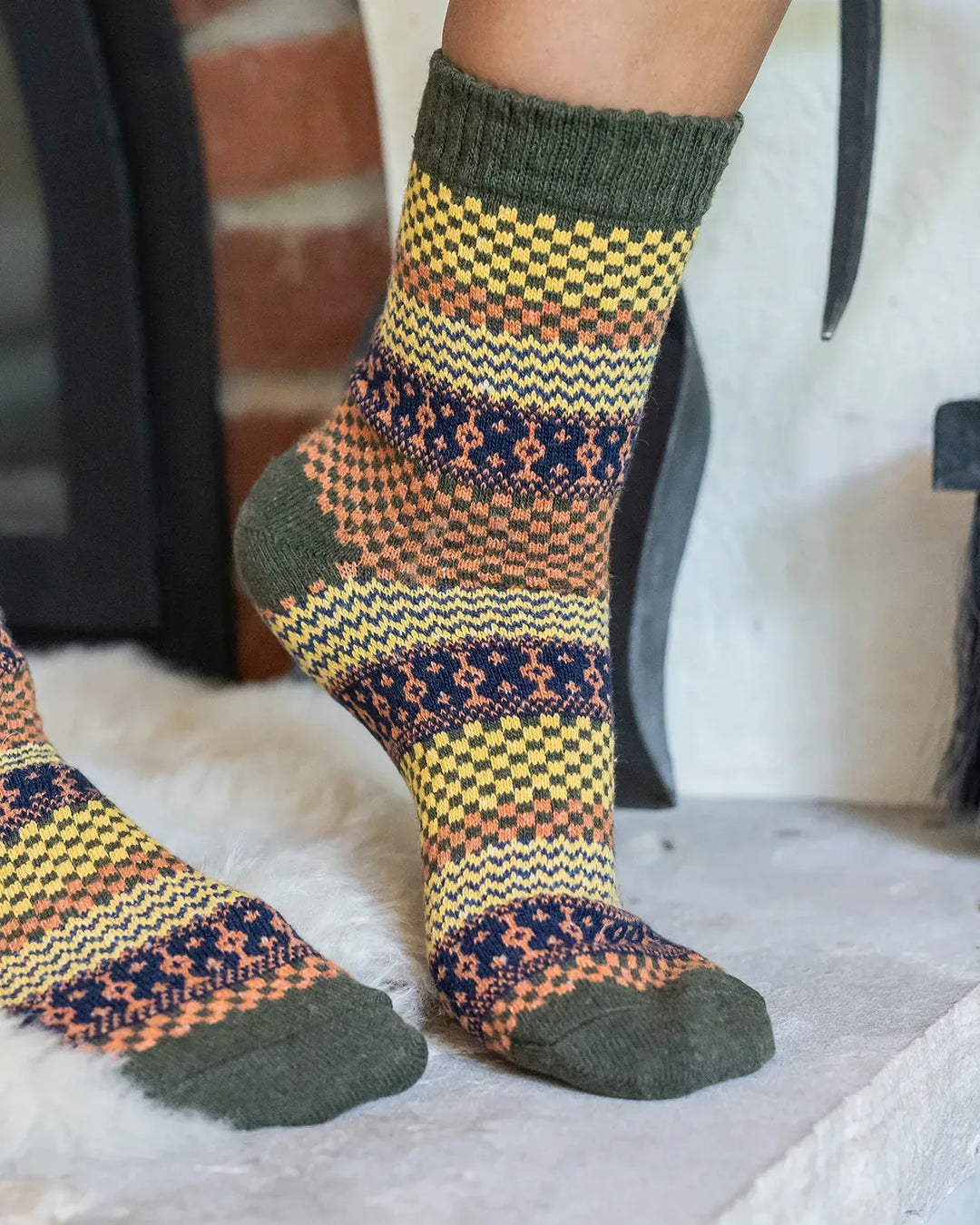 Grace and Lace | Knit Cozy Crew Socks | Olive