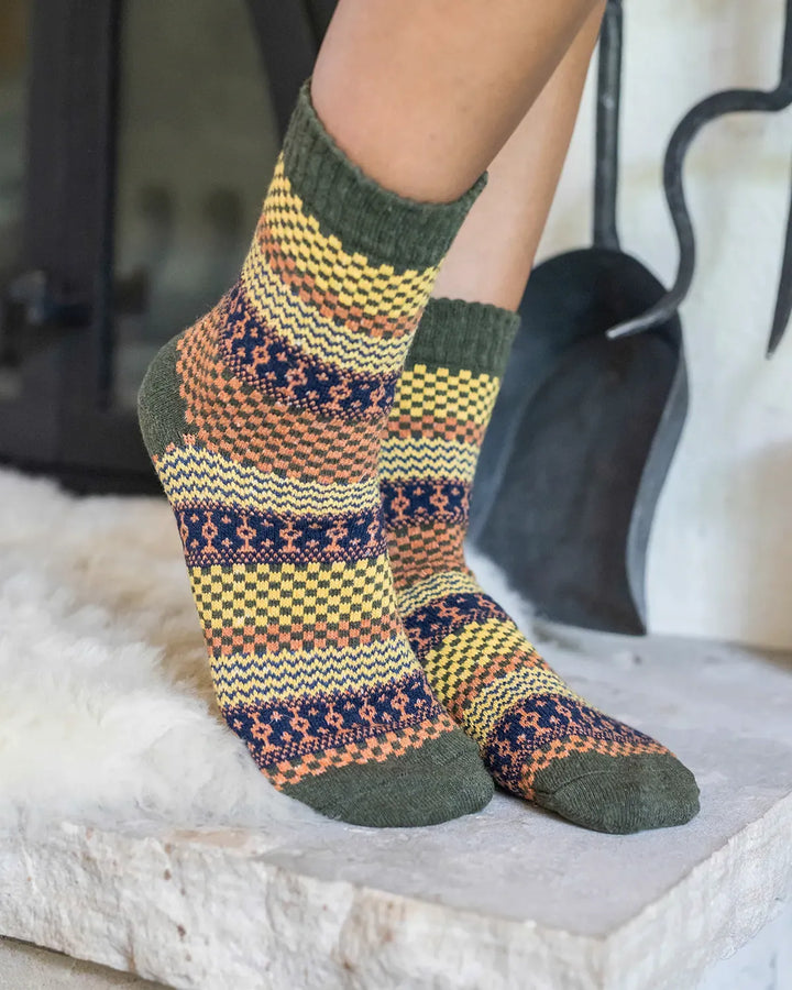 Grace and Lace | Knit Cozy Crew Socks | Olive