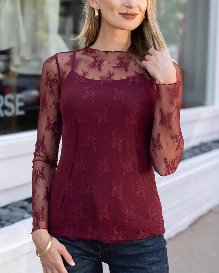 Grace and Lace | Lace Mesh Top | Port