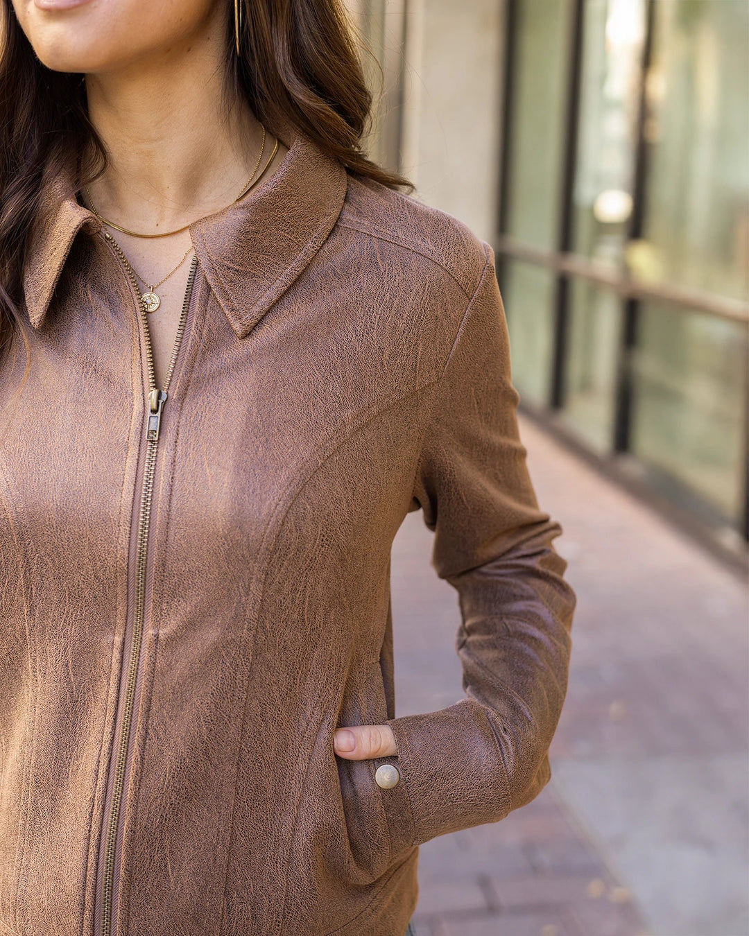 Grace and Lace | Lightweight Faux Leather Jacket | Cafe