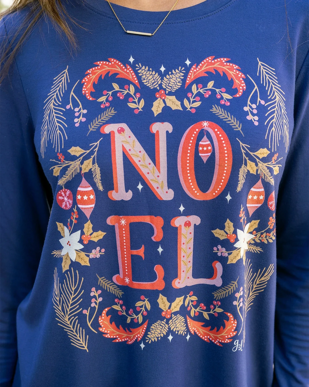 Grace and Lace | Long Sleeve Crew Neck Graphic Tee | Noel