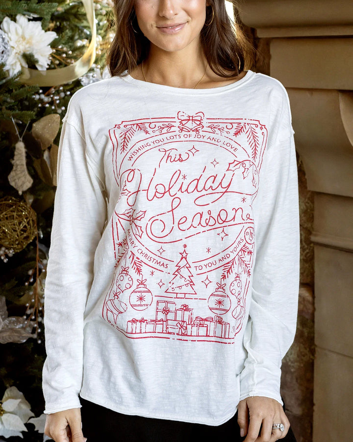 **PREORDER** Grace and Lace | Long Sleeve Slub Graphic Tee | Holiday Greeting Card - ESTIMATED TO SHIP NOV 26