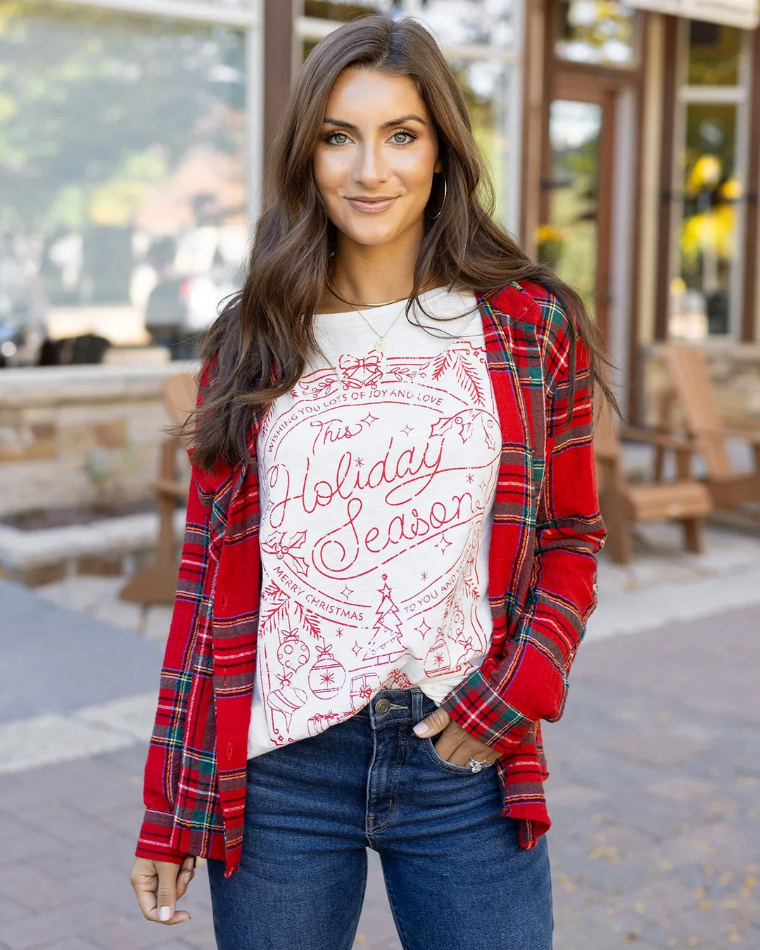 **PREORDER** Grace and Lace | Long Sleeve Slub Graphic Tee | Holiday Greeting Card - ESTIMATED TO SHIP NOV 26