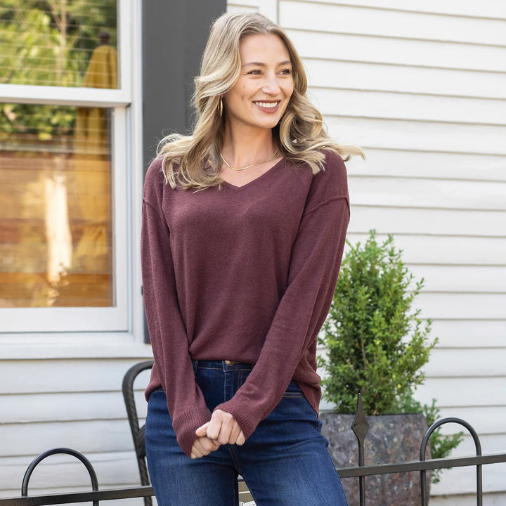 Grace and Lace | Micro Bambü Lightweight Sweater | Russet