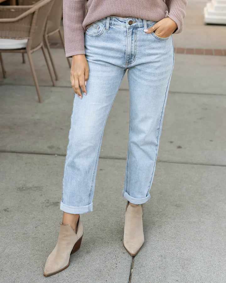 Grace and Lace | Girlfriend Jeans Mid-Rise | Non Distressed