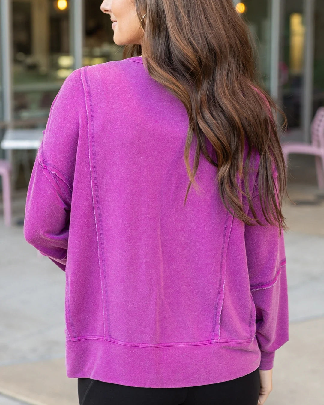 Grace and Lace | Mineral Washed Pullover Sweatshirt | Boysenberry