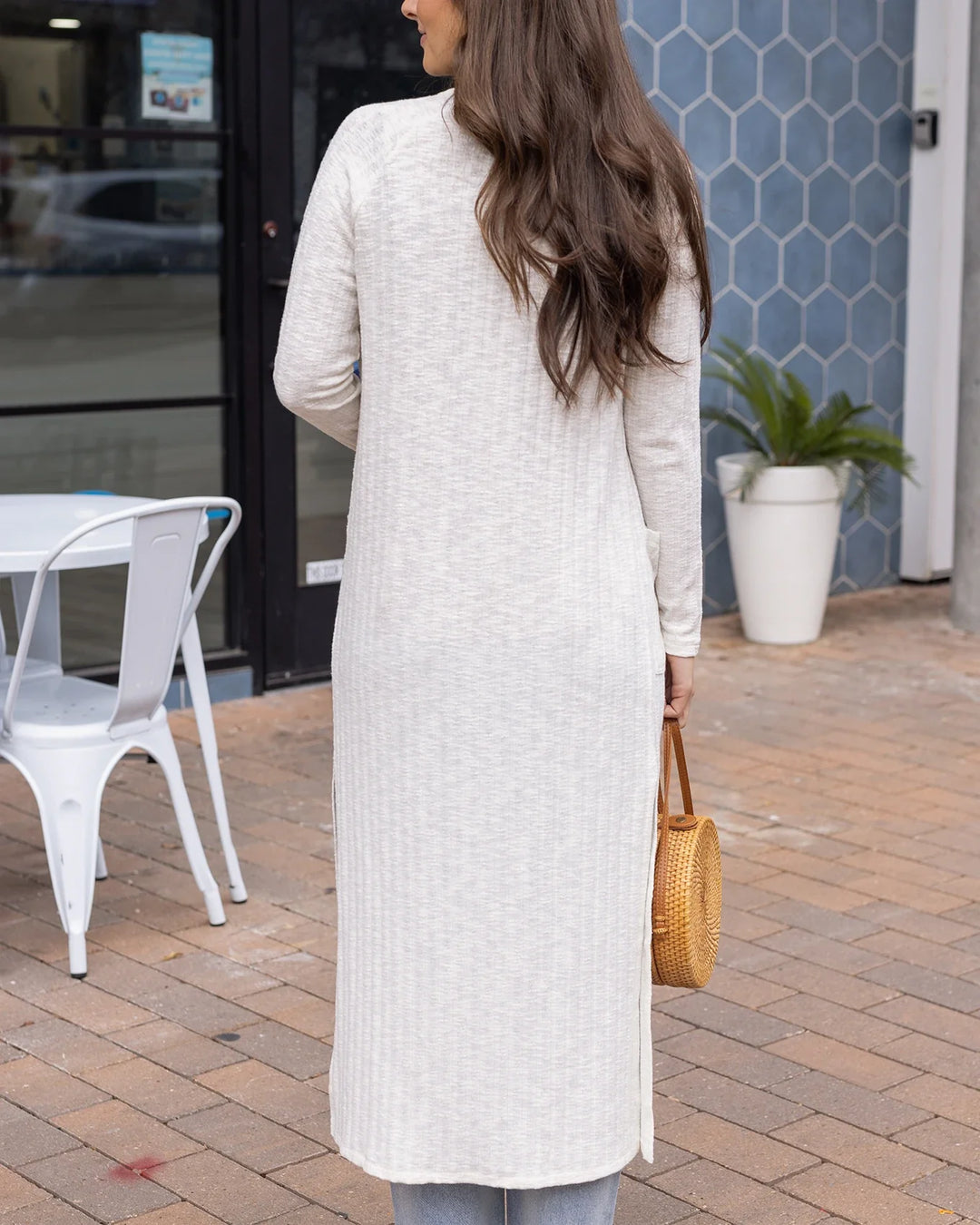 *PREORDER* Grace and Lace | Ribbed Long Duster Cardigan | Ivory - ESTIMATED TO SHIP MARCH 4